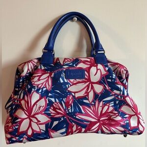 Lipault Paris Floral Red-Purple Top-Handled Bowling Bag